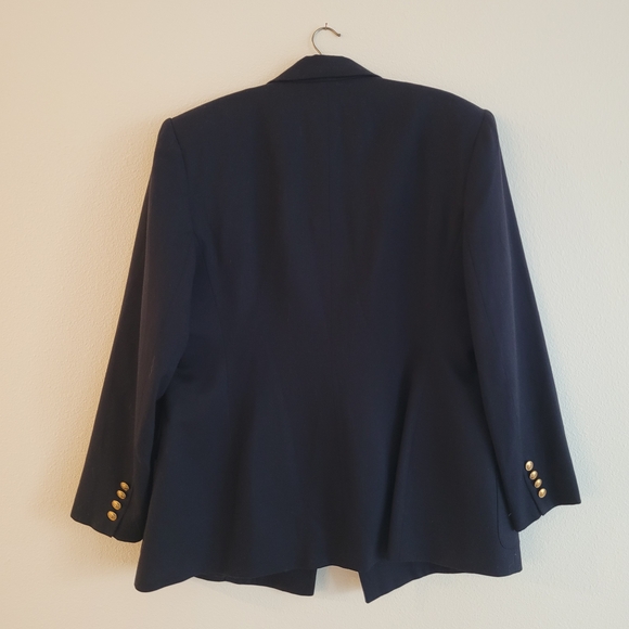 Vintage Ralph Lauren Wool Double Breasted Navy Blazer with Gold Buttons - Picture 3 of 6